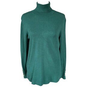 IMAN dark green long sleeve stretchy pullover turtleneck top women's size medium